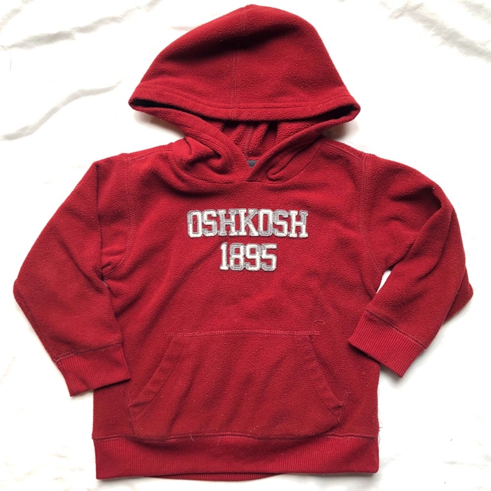 OshKosh 4T Burgundy Fleece Hooded Pull-Over